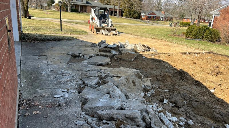 crumbled concrete for driveway demolition